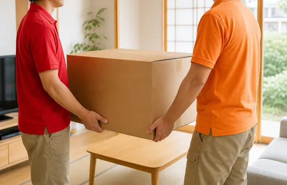 二人で荷物を運ぶお手伝いのイメージ