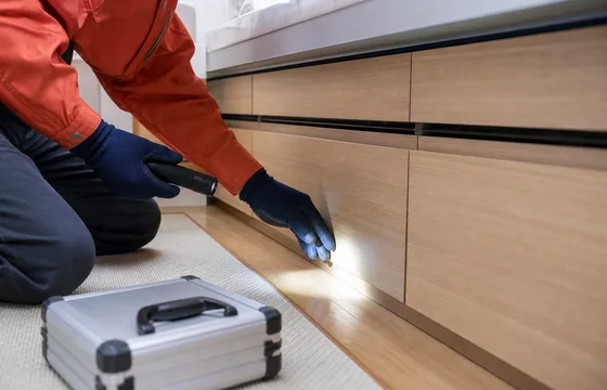 害虫対策のため住宅設備を点検する作業イメージ